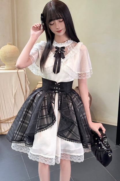 Smoothie Mocha Lace Shawl Overskirt Dress Set-Up