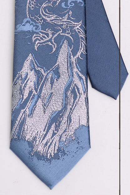 Snow Mountain Dragon Jacquard Tie