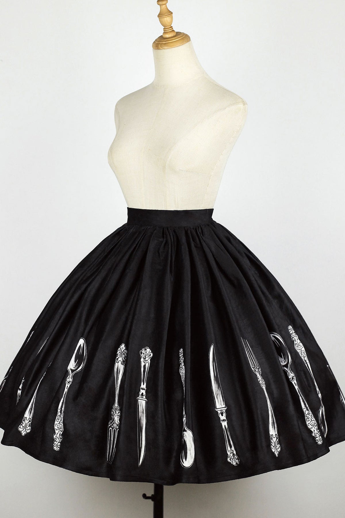 Silver Tableware Print Half-Length Skirt