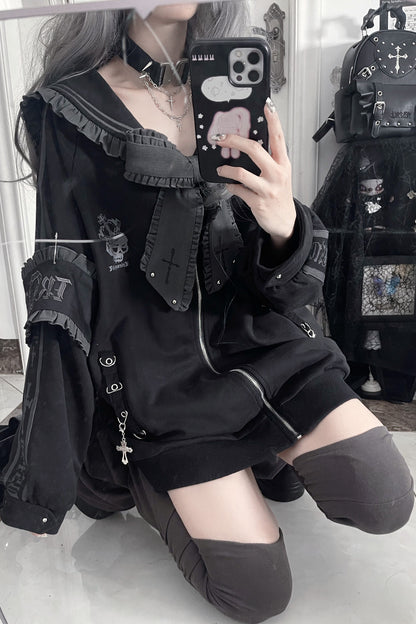 veste ample à col marin avec ruban style subculture