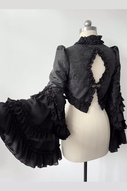Gothic Lace Trim Long Sleeve Vest