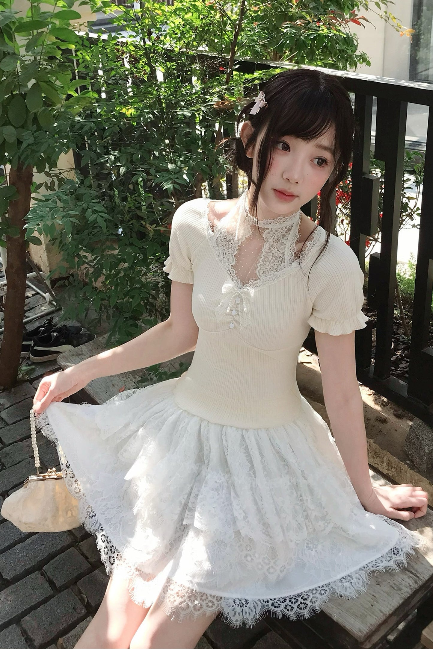 Dolly Lace Choker Top + Skirt