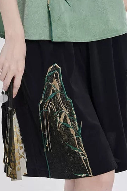 Golden Crow Embroidered Blouse Set-Up