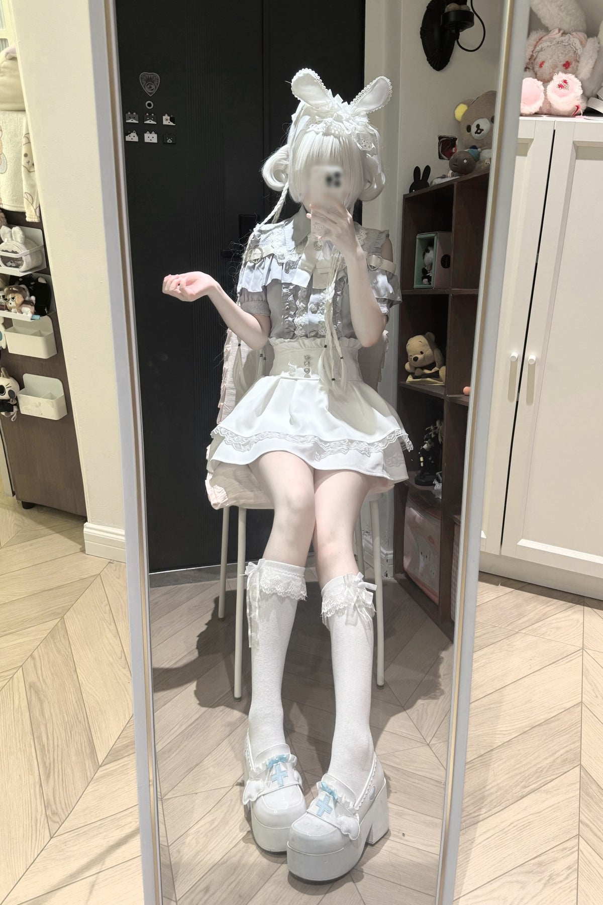 Cherry Short-Sleeve Shirt and Skirt Set-Up