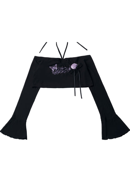 Butterfly Island ensemble robe en dentelle irrégulière avec haut à épaules dénudées