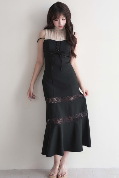 Lace Patchwork Sleeveless Mermaid Long Dress