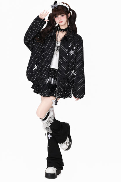 Reversible Polka Dot Lapel Jacket