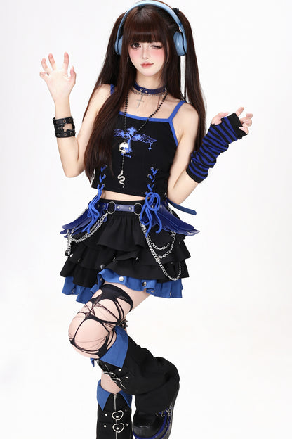 American Style Embroidered Short Jacket and Skirt Set-Up