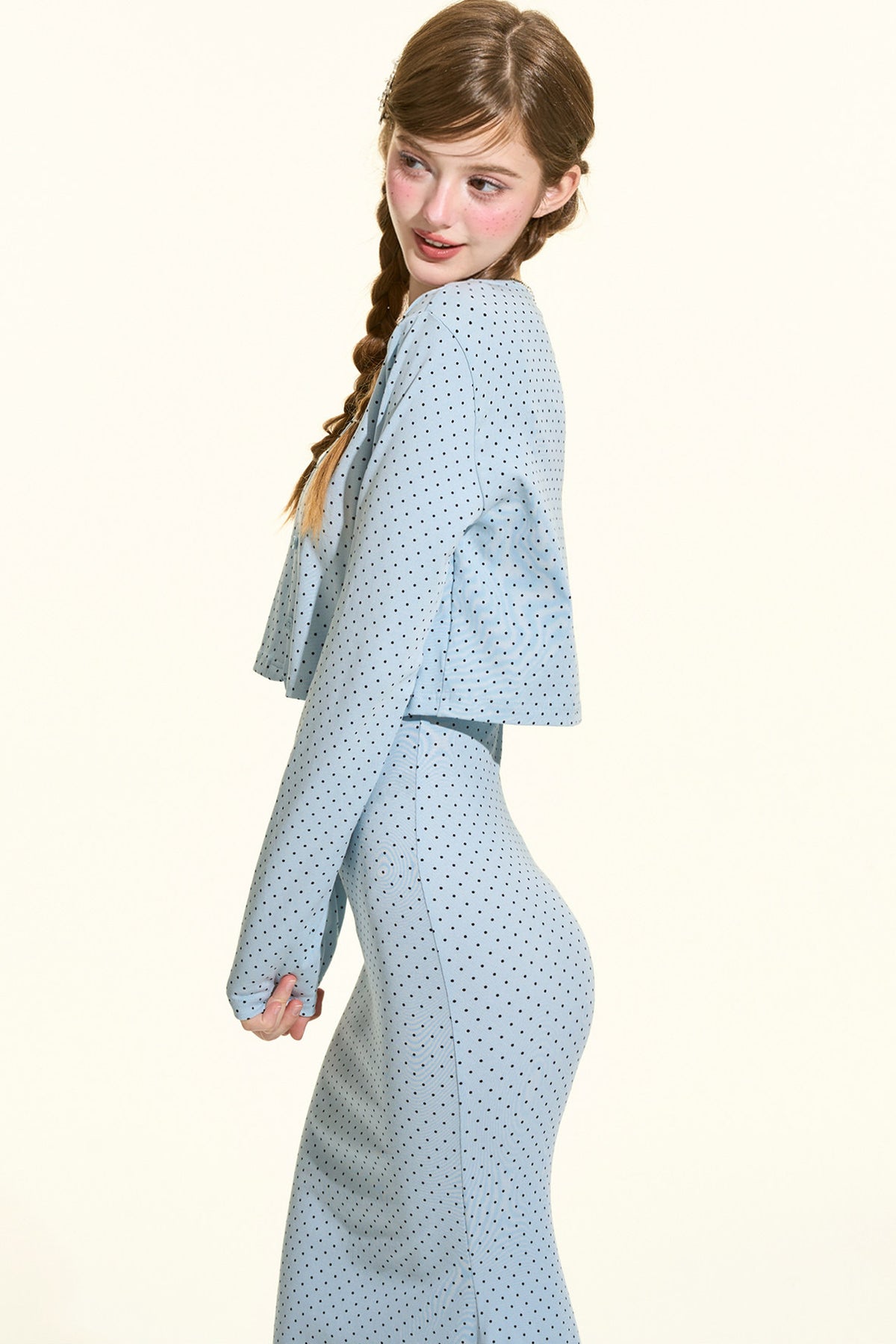 Blue Polka Dot Cami Dress Cardigan Set-Up