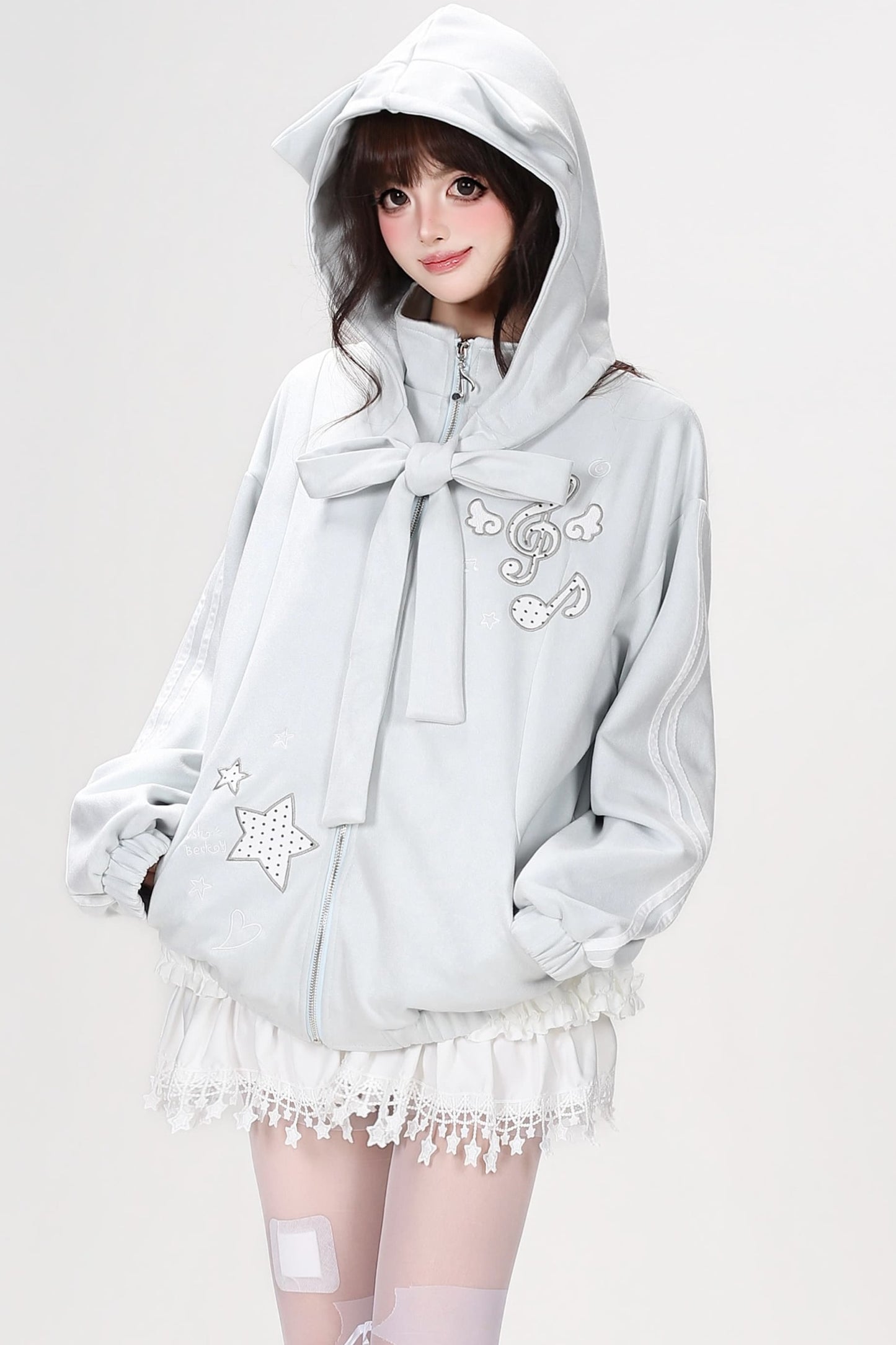Detachable Cat Ear Faux Suede Jacket