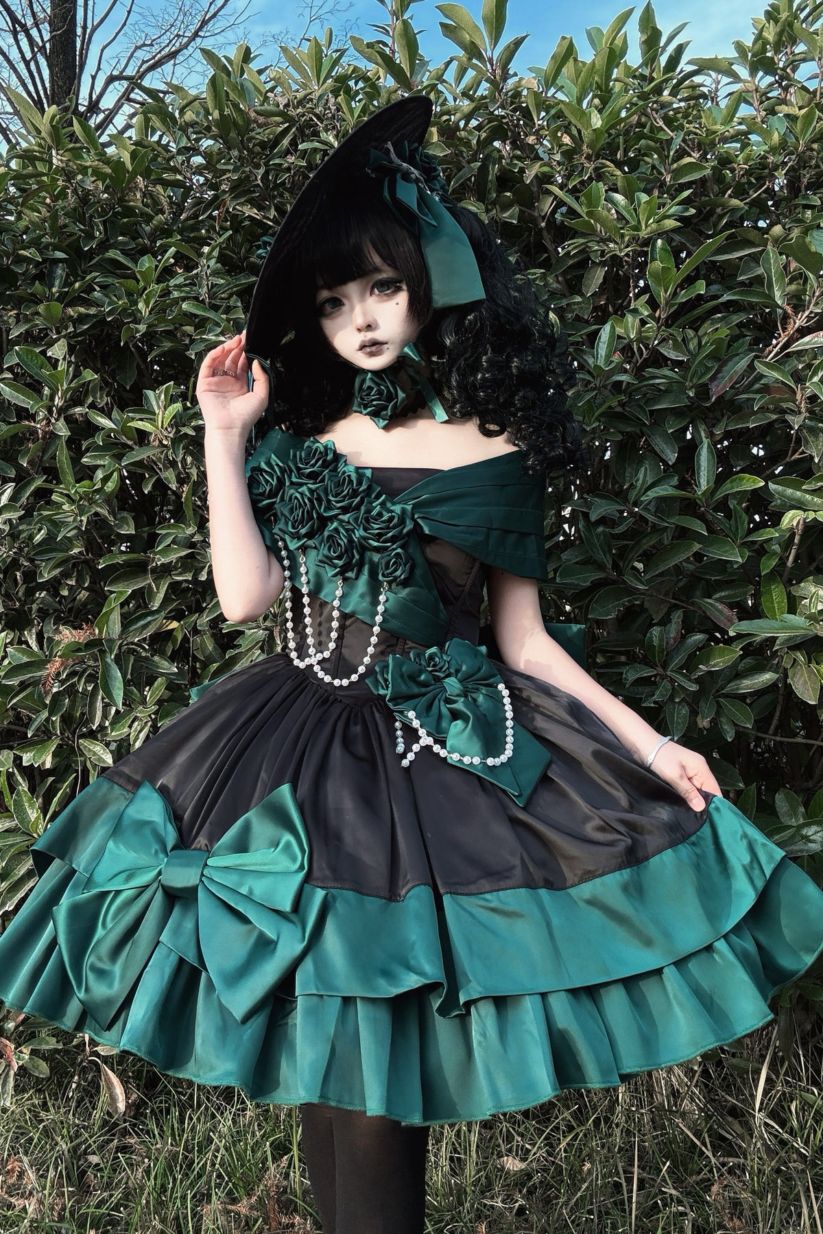 Dark Green Rose Lolita Dress