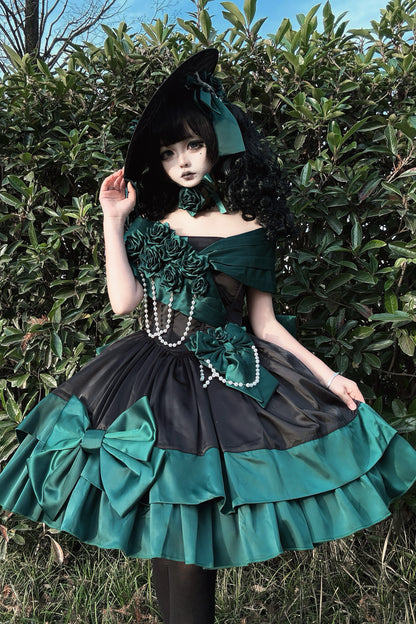 Dark Green Rose Lolita Dress