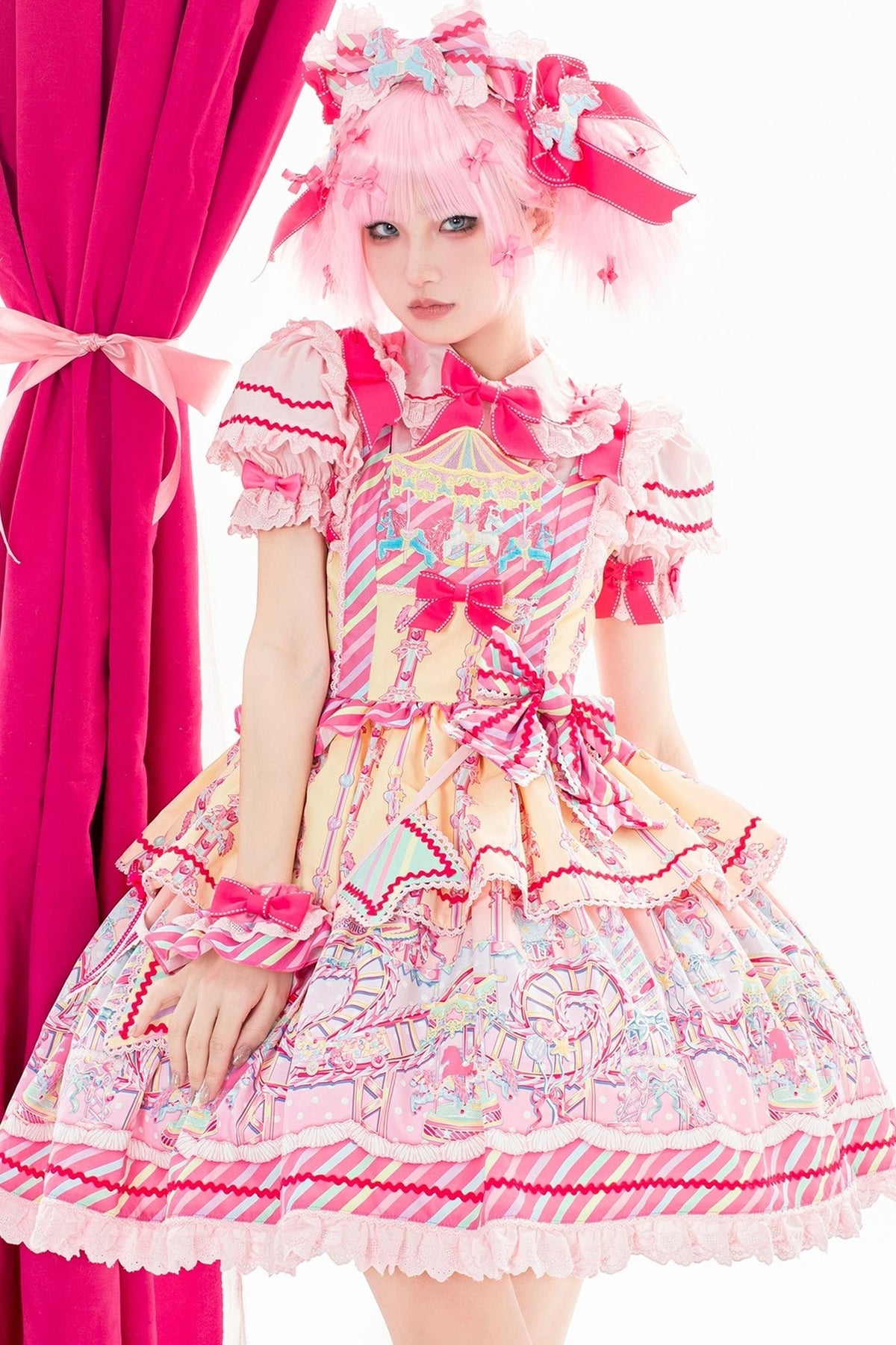 Amusement Park Jsk Suspender Dress and Shirt Set-Up