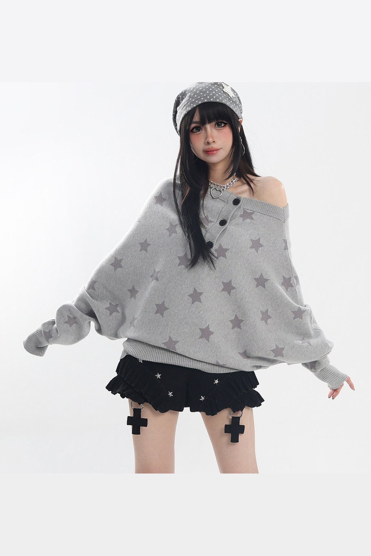 Star Batwing Knit Sweater