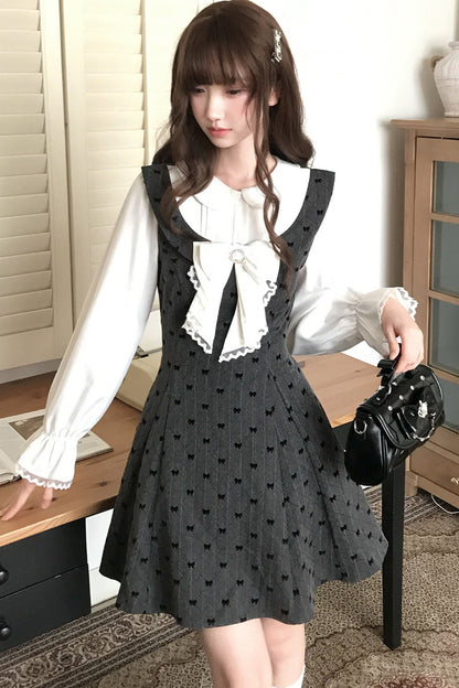 Long-Sleeve Lace Layered-Look Dress