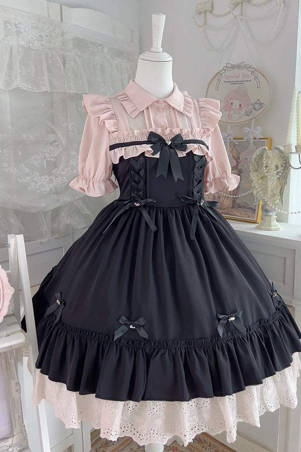 Lolita Lace Ribbon Ruffle Dress
