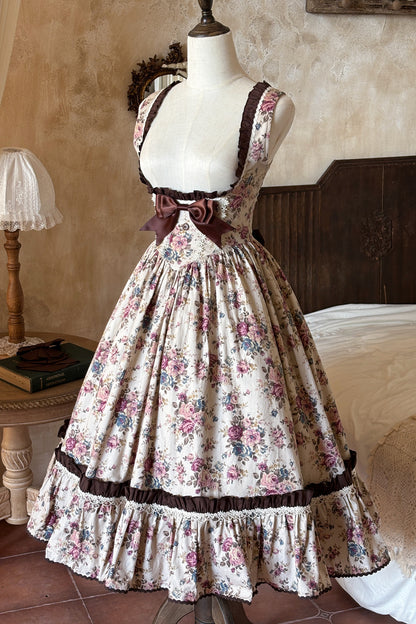 Vintage Floral Elegant Lolita Dress Set-Up