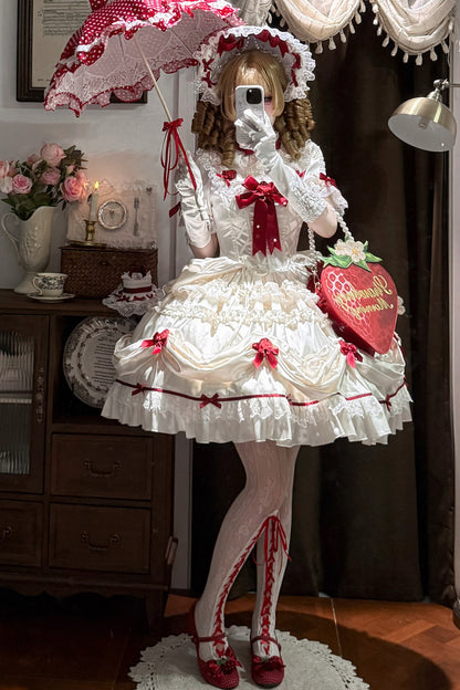 Strawberry Satin Embellished One-Piece Dress