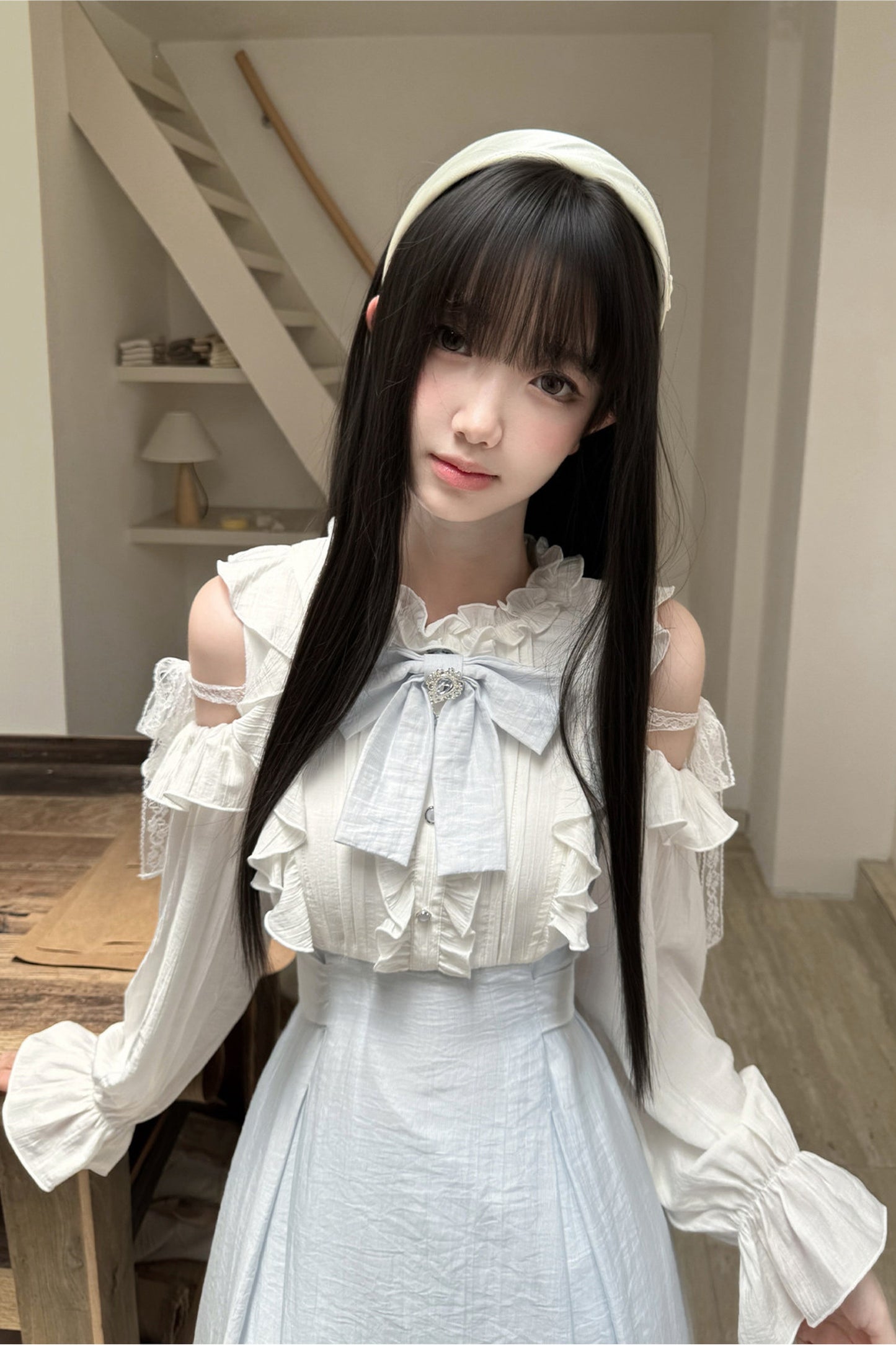 Long Sleeve Off-Shoulder Patchwork Dress