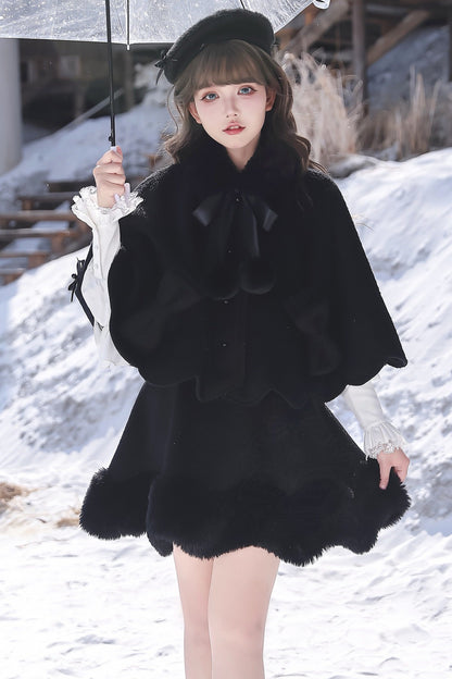 Fluffy Bow Cape and Skirt Set-Up