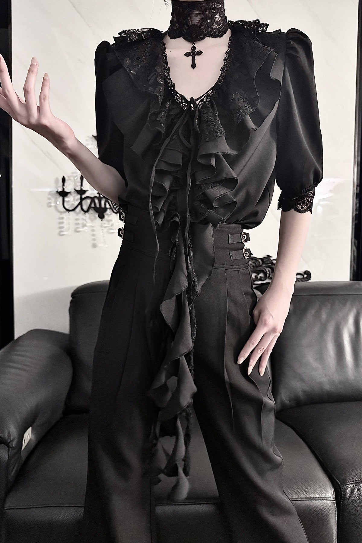 High-Waisted Slightly Flared Dress Pants
