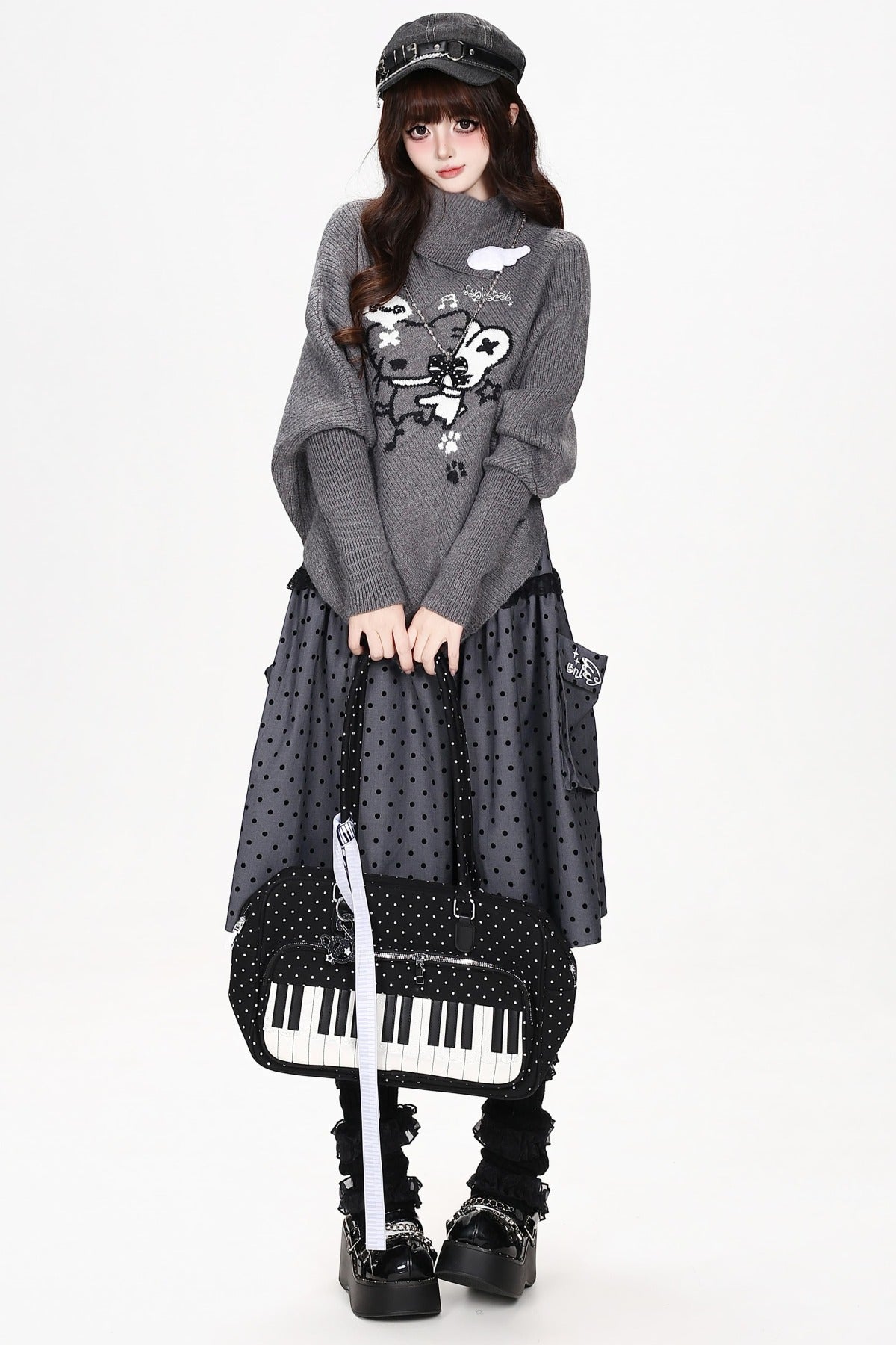 Cartoon Mouse Knit Cape Sweater