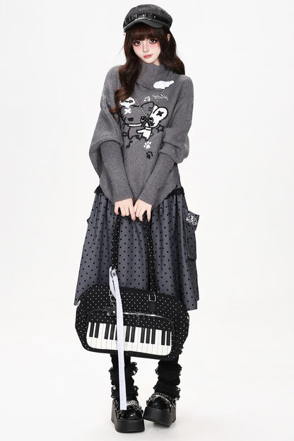 Cartoon Mouse Knit Cape Sweater