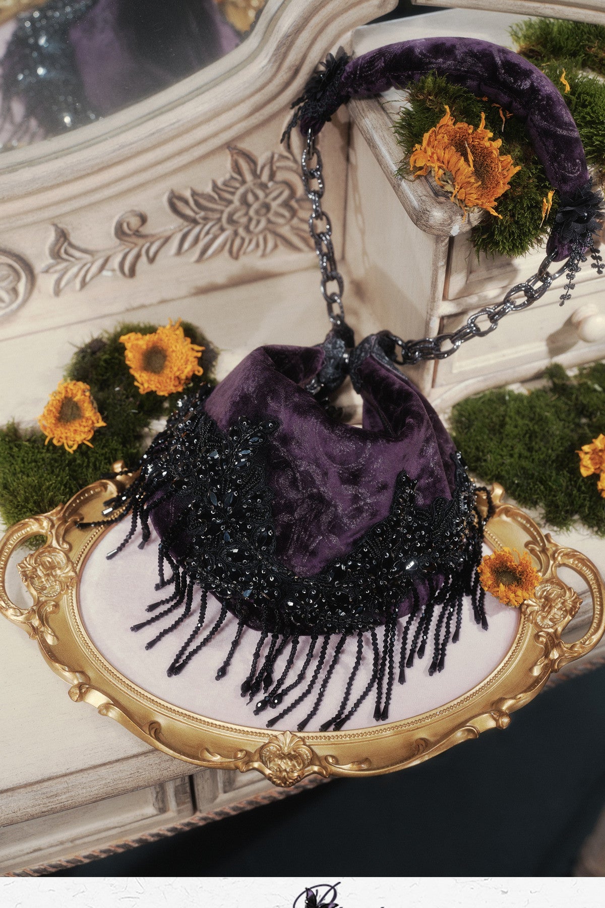 Gothic Crystal Tassel Handheld Shoulder Bag