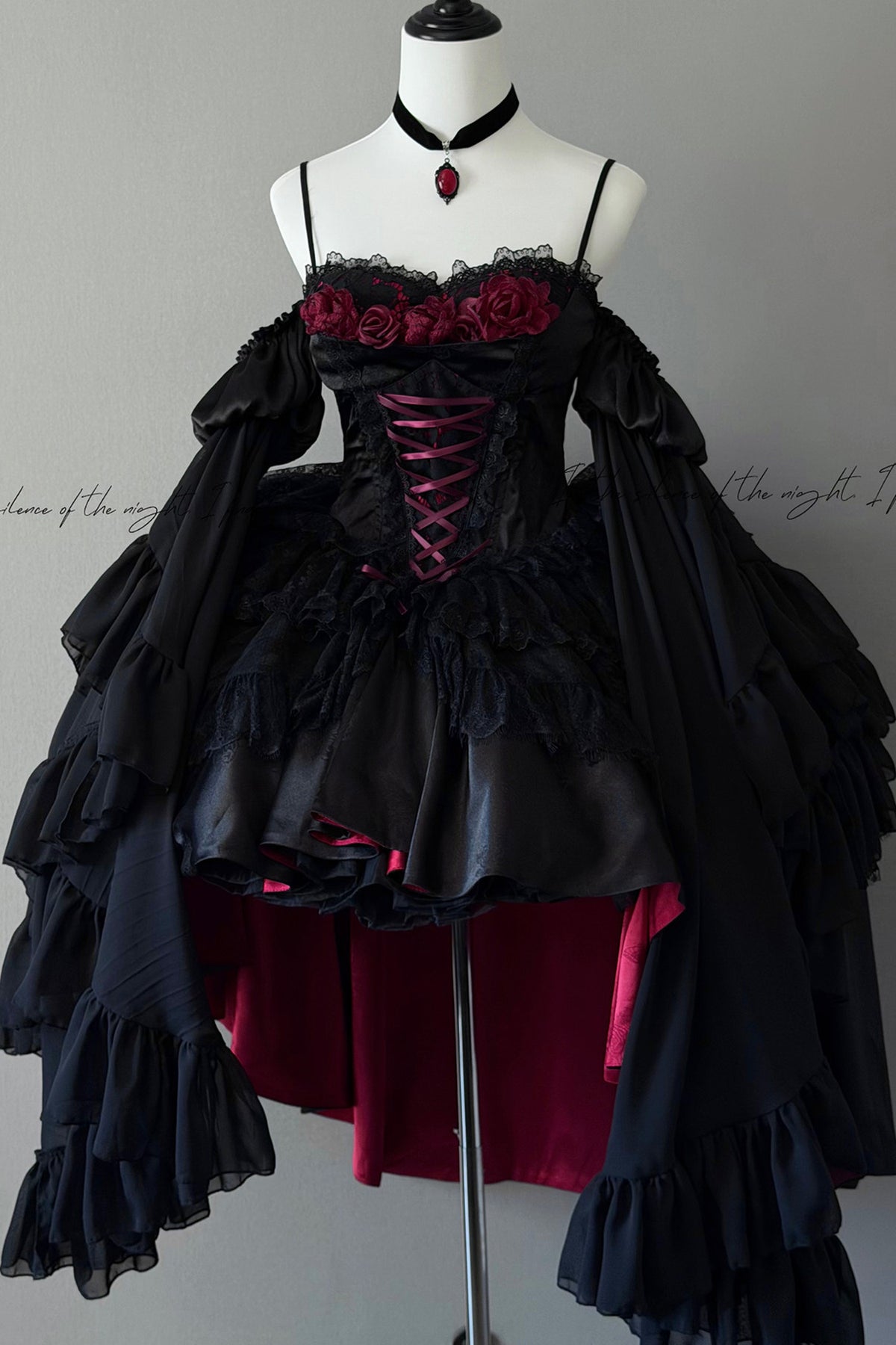 Gothic Red Black Evening Dress