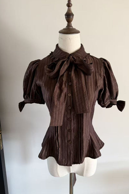 Bow Short Sleeve Blouse