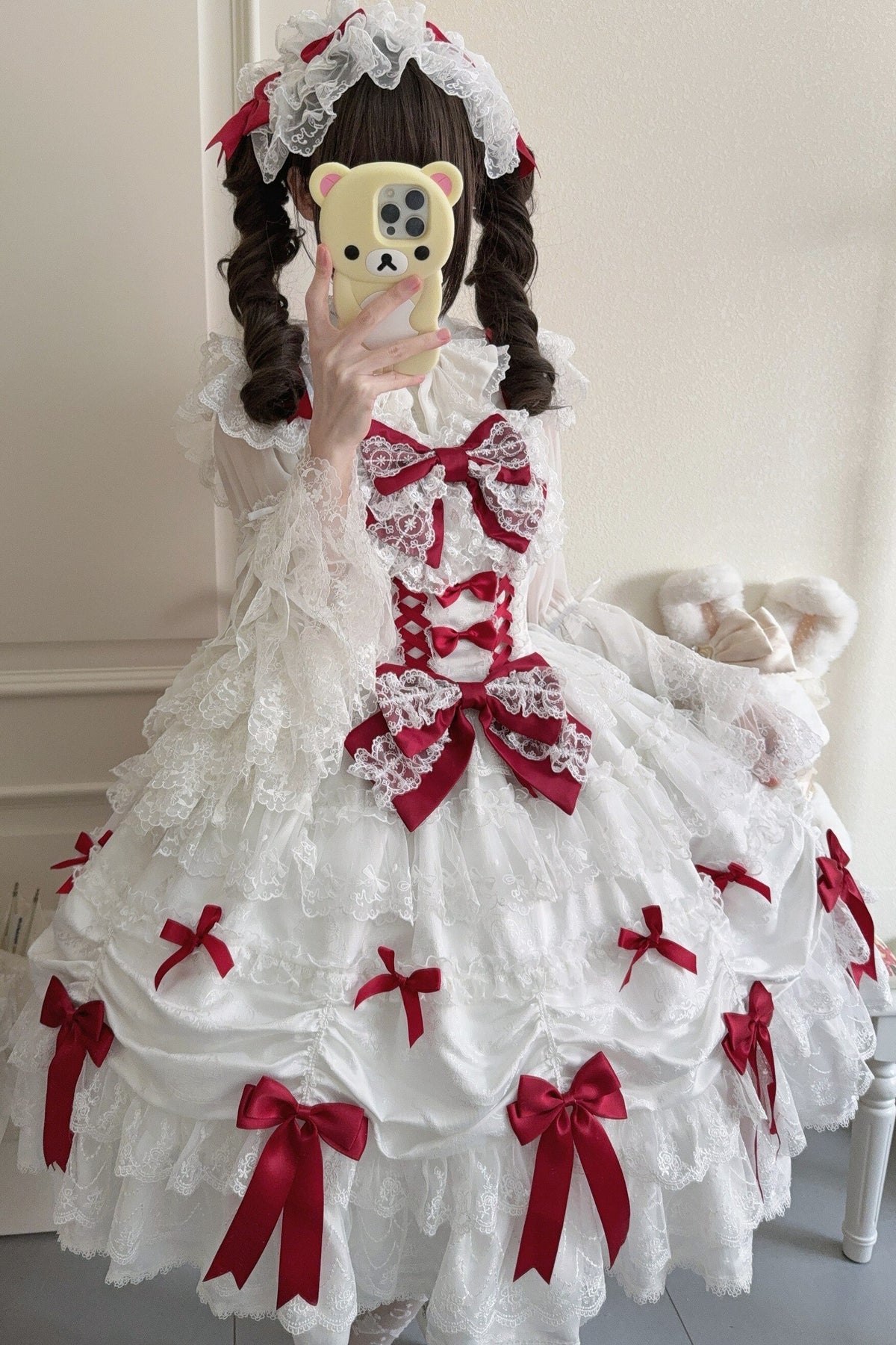 Silk Satin Doll-Like JSK Strap Dress
