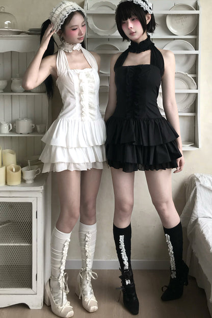 Gothic Bow Strapless Dress+Accessory