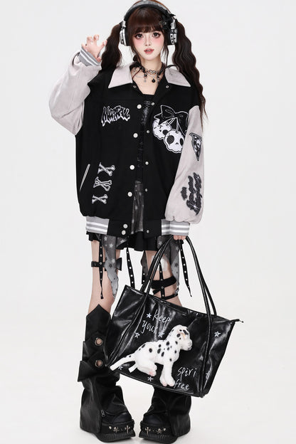 Veste de baseball oversize à broderie épaisse