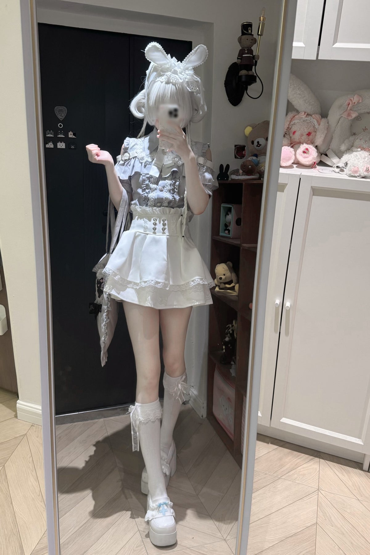 Cherry Short-Sleeve Shirt and Skirt Set-Up