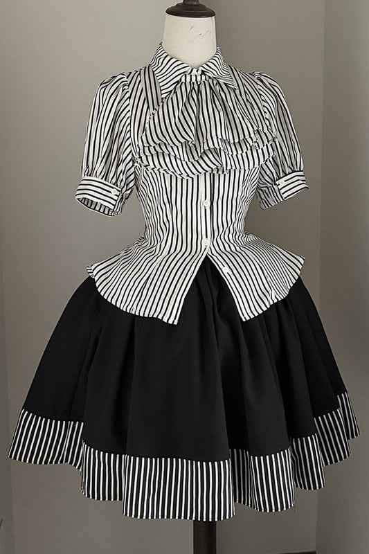 Gothic Striped Contrast Skirt