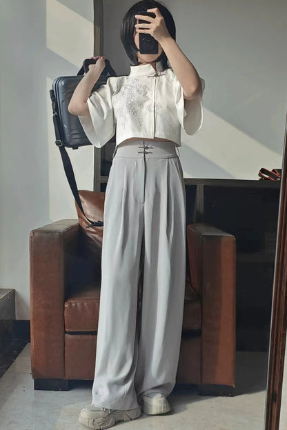 [Producto en reserva] Pantalones anchos estilo cyber chino en negro/blanco/gris/verde
