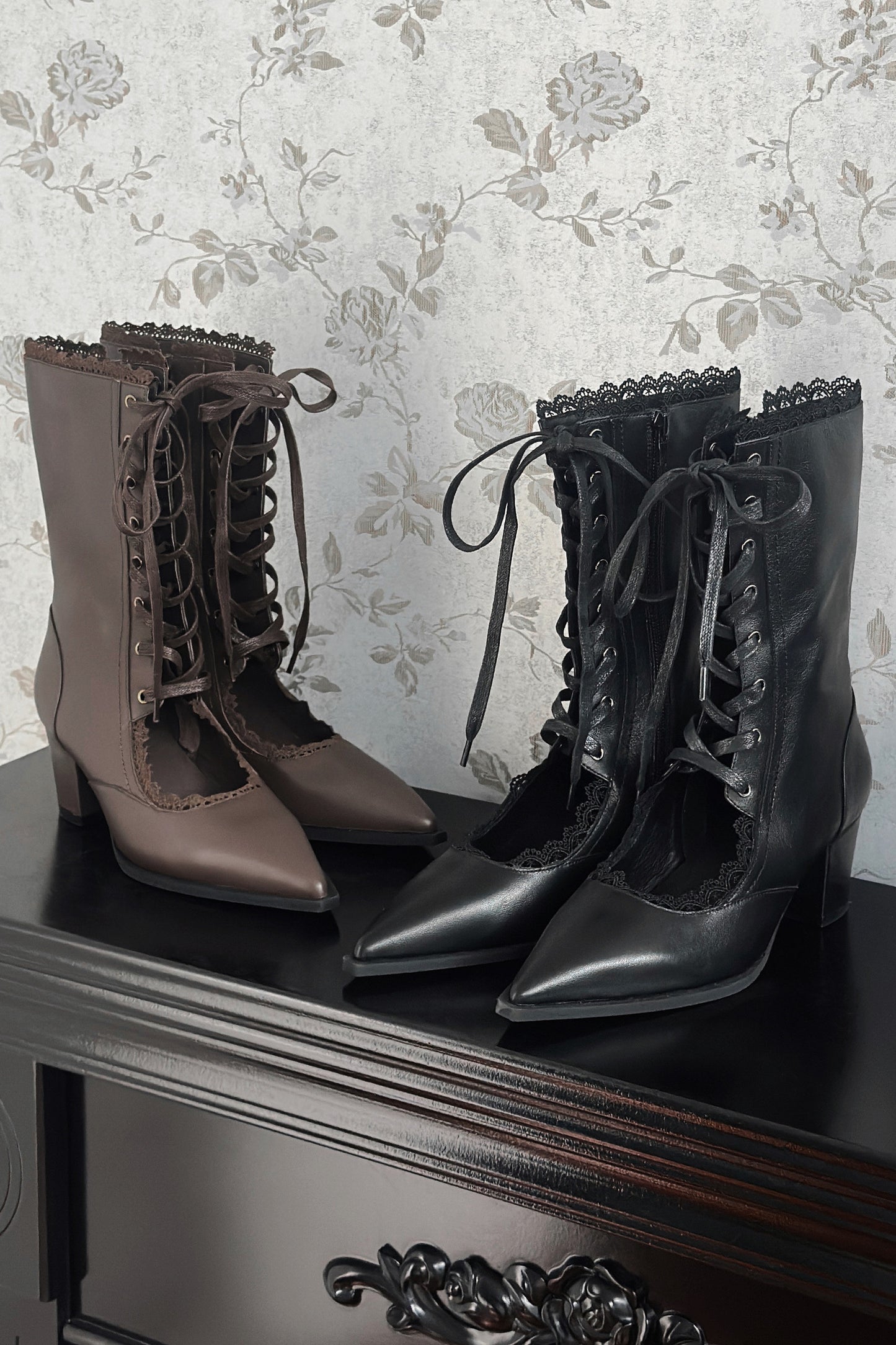Gothic Pointed Toe Cut Out Boot Heels