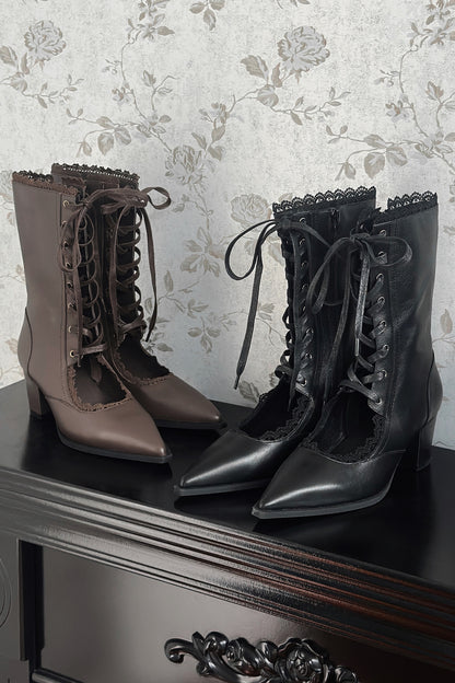 Gothic Pointed Toe Cut Out Boot Heels