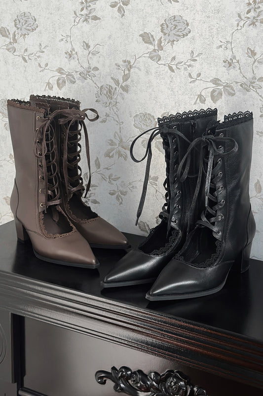 Gothic Pointed Toe Cut Out Boot Heels