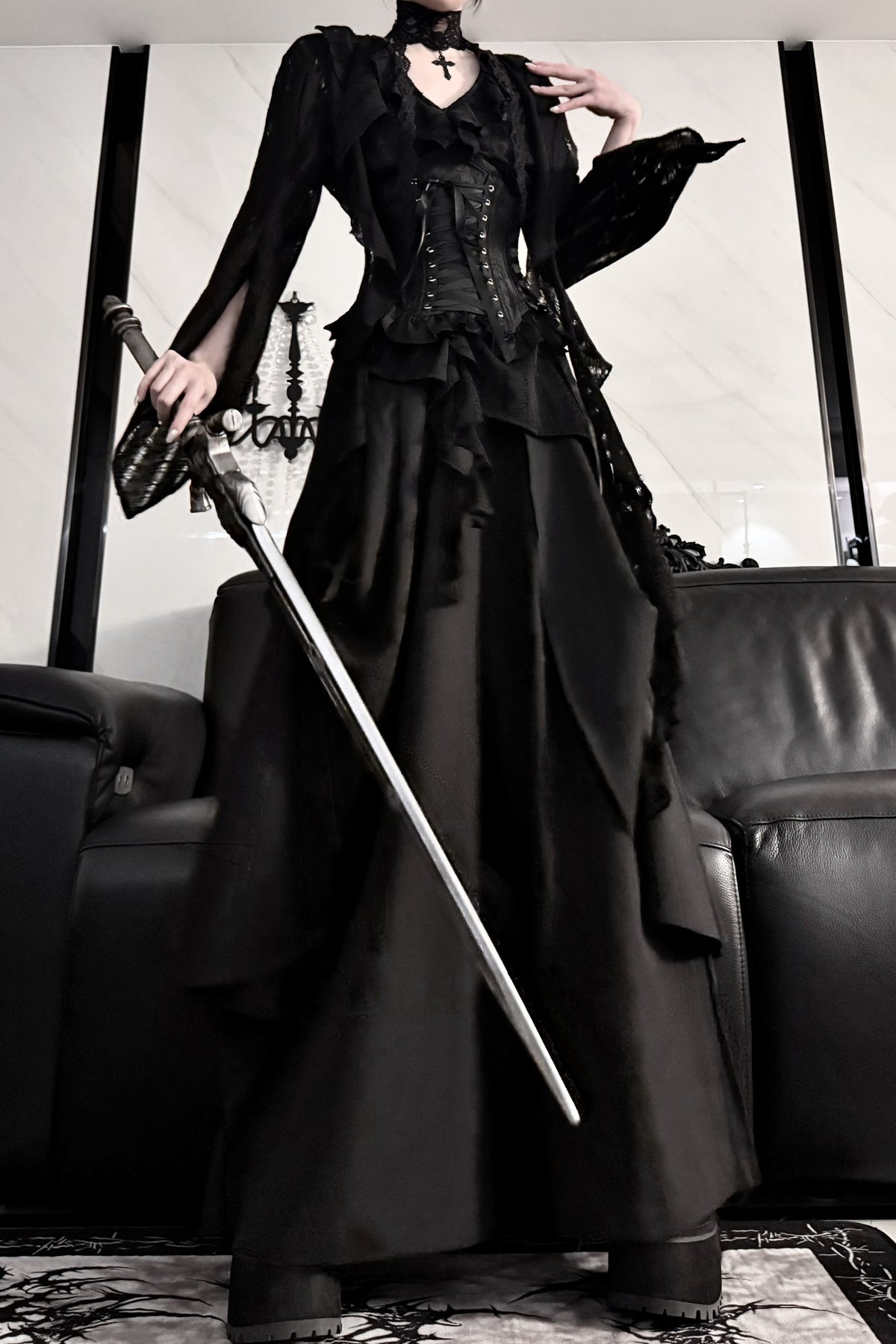High-Waisted Wide-Leg Skirt Set