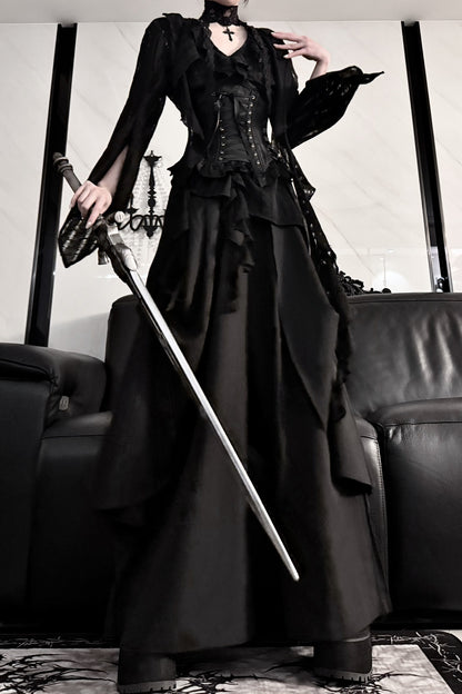 High-Waisted Wide-Leg Skirt Set