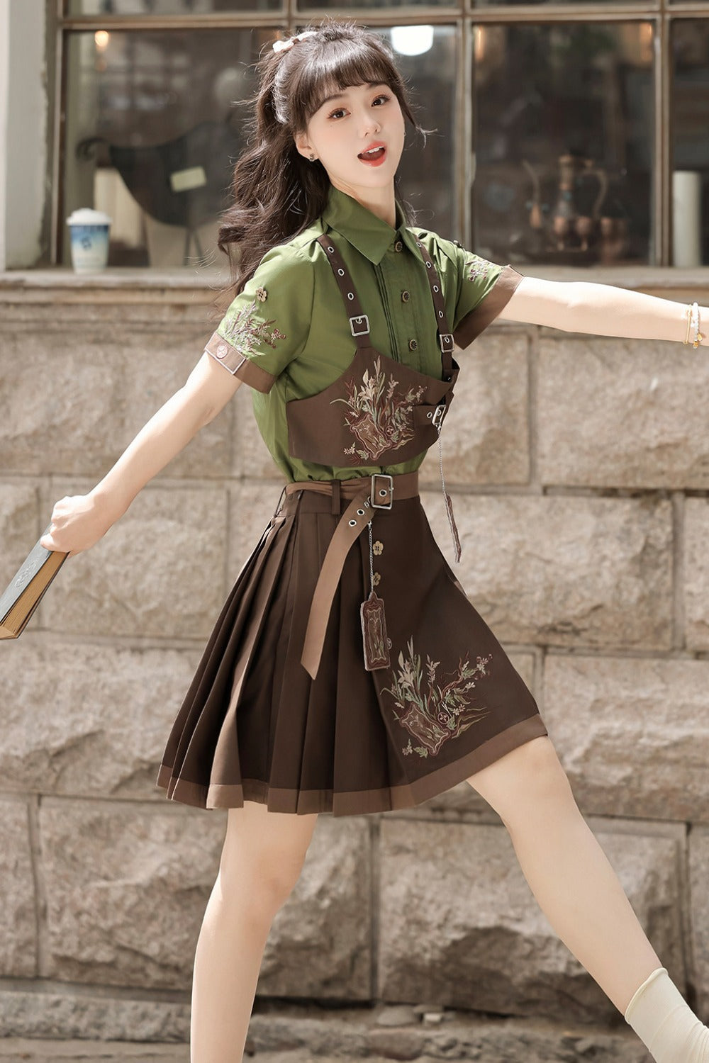 New Chinese Style Cookie Forest Shirt and Skirt Set