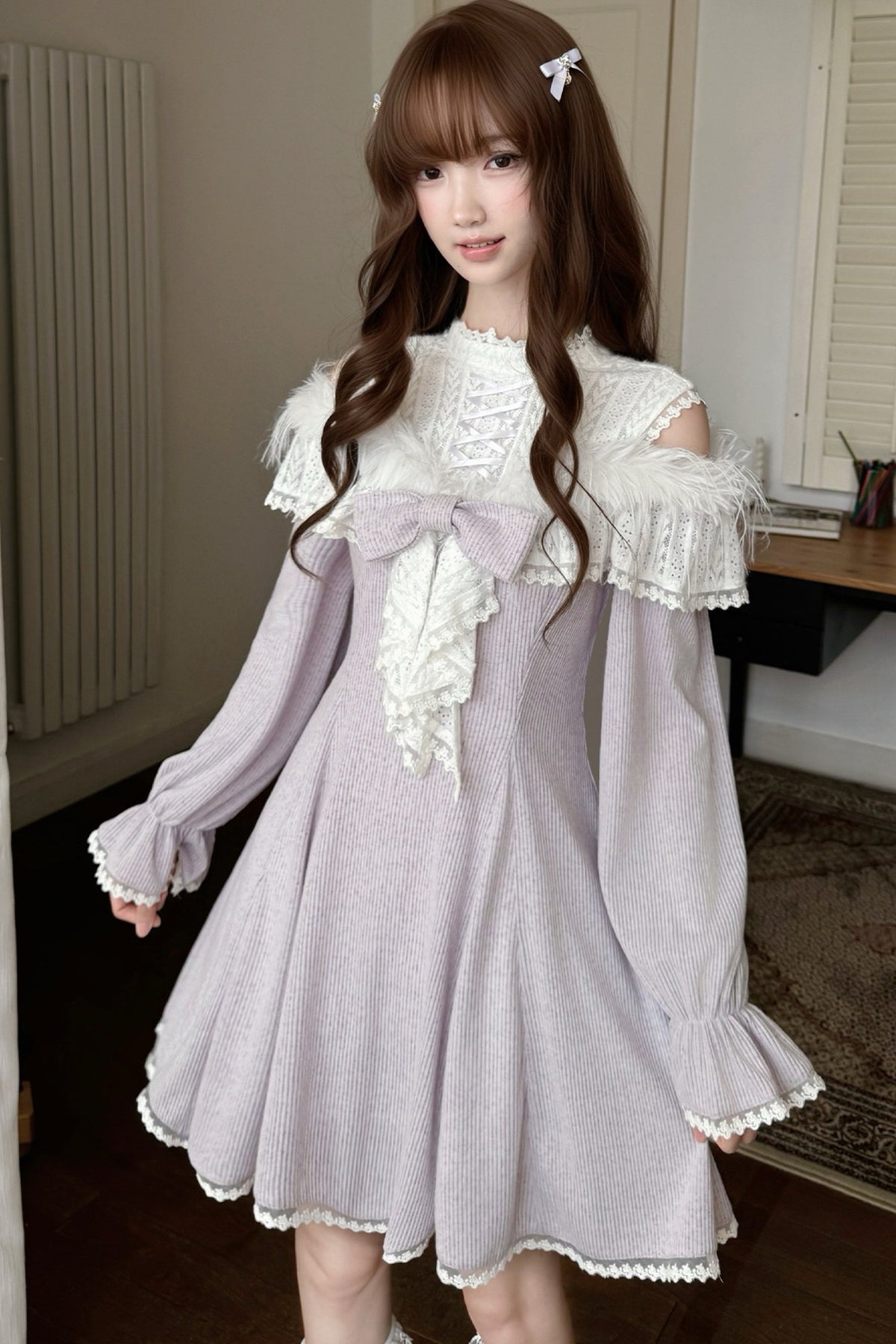 Robe en maille à épaules dénudées Wisteria