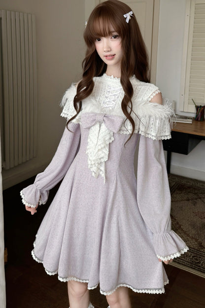 Robe en maille à épaules dénudées Wisteria