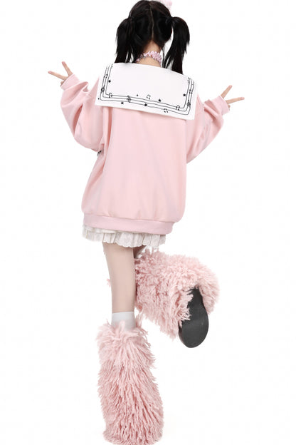 Chaqueta con cremallera y bordado de conejito estrella