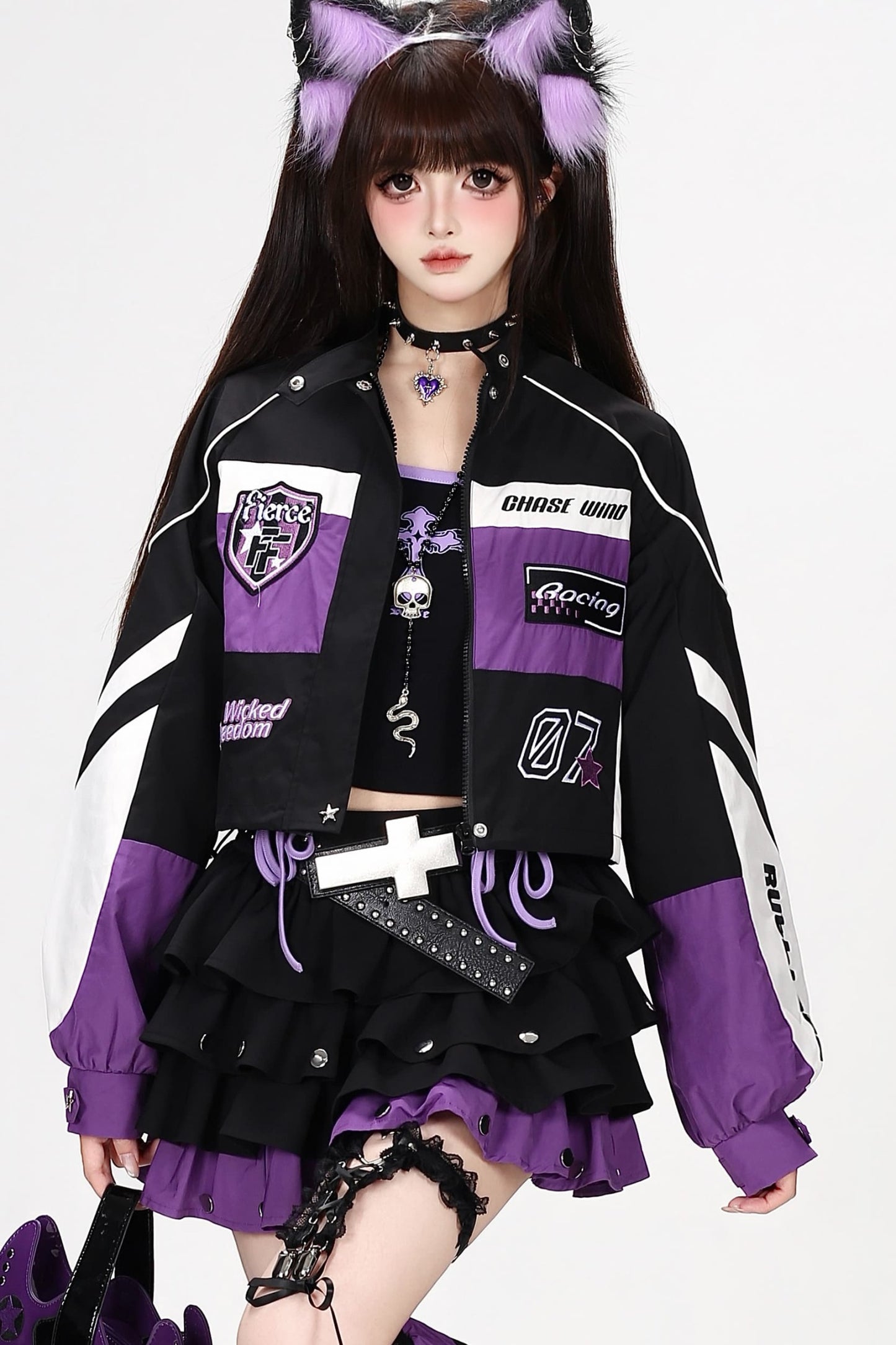 American Style Embroidered Short Jacket and Skirt Set-Up
