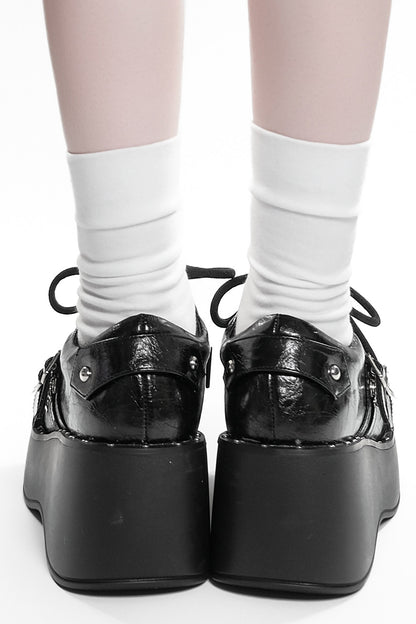 Y2K Punk Thick-Soled Leather Shoes