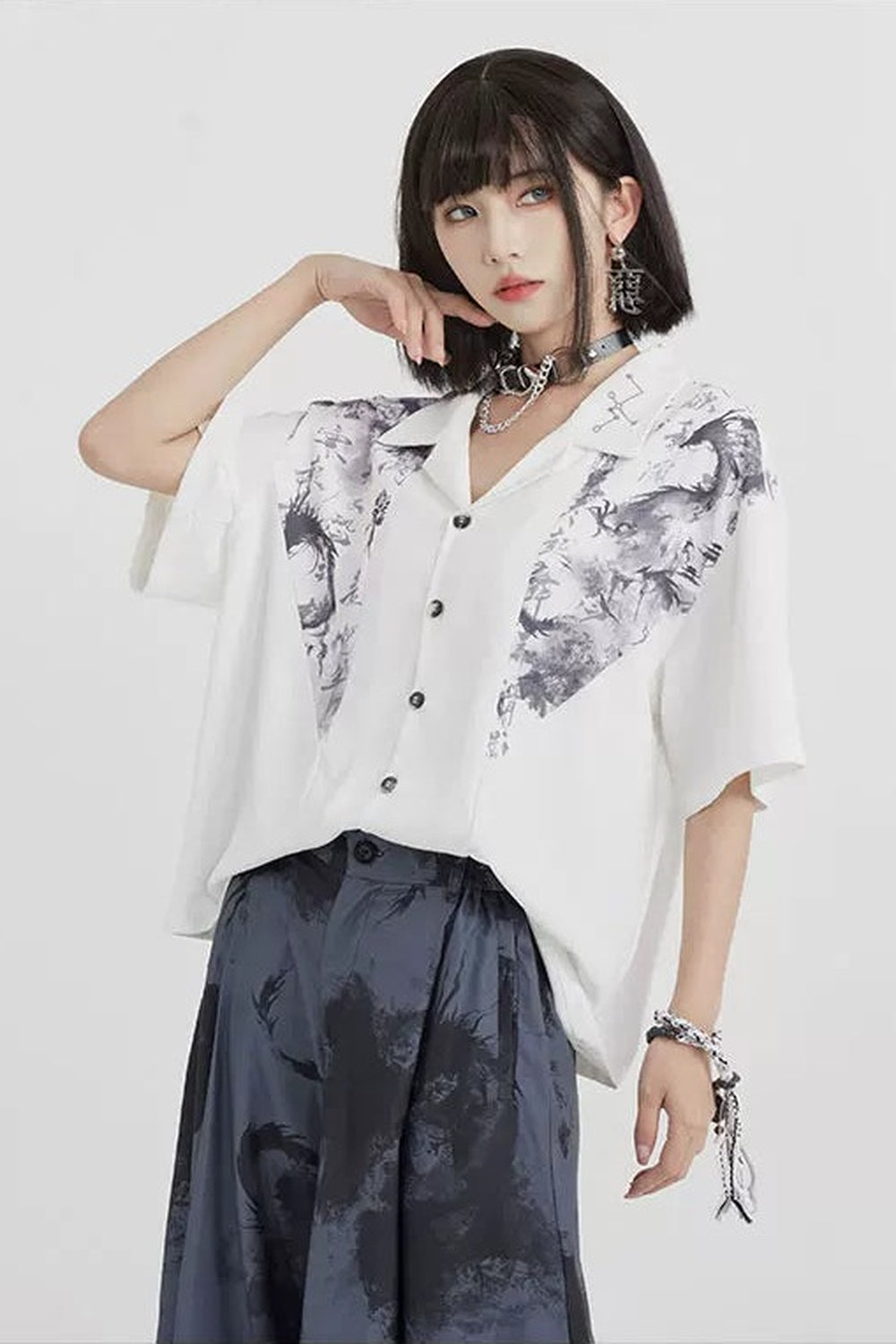 Dragon Shadow Wide-Leg Pants
