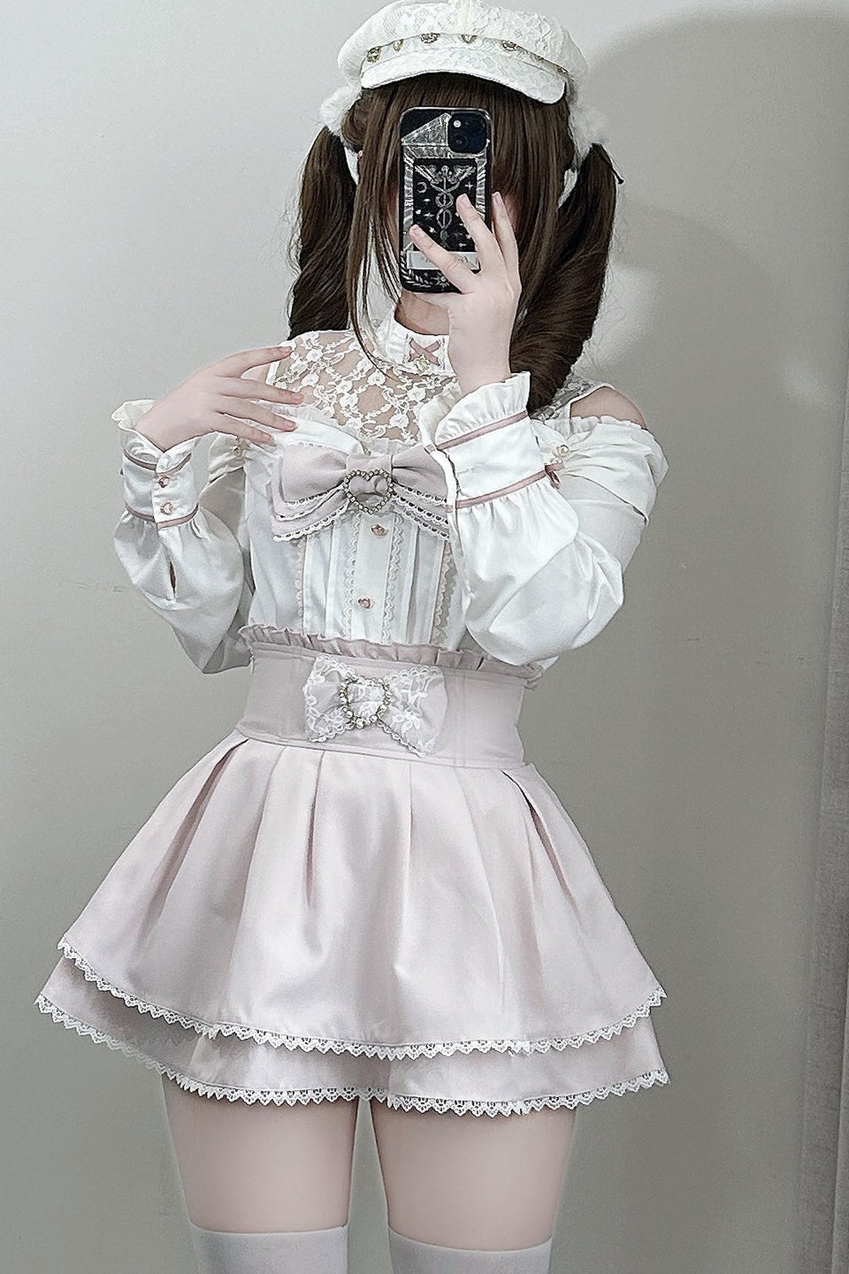 Japanese Lace Tencel Shirt And Skirt Set