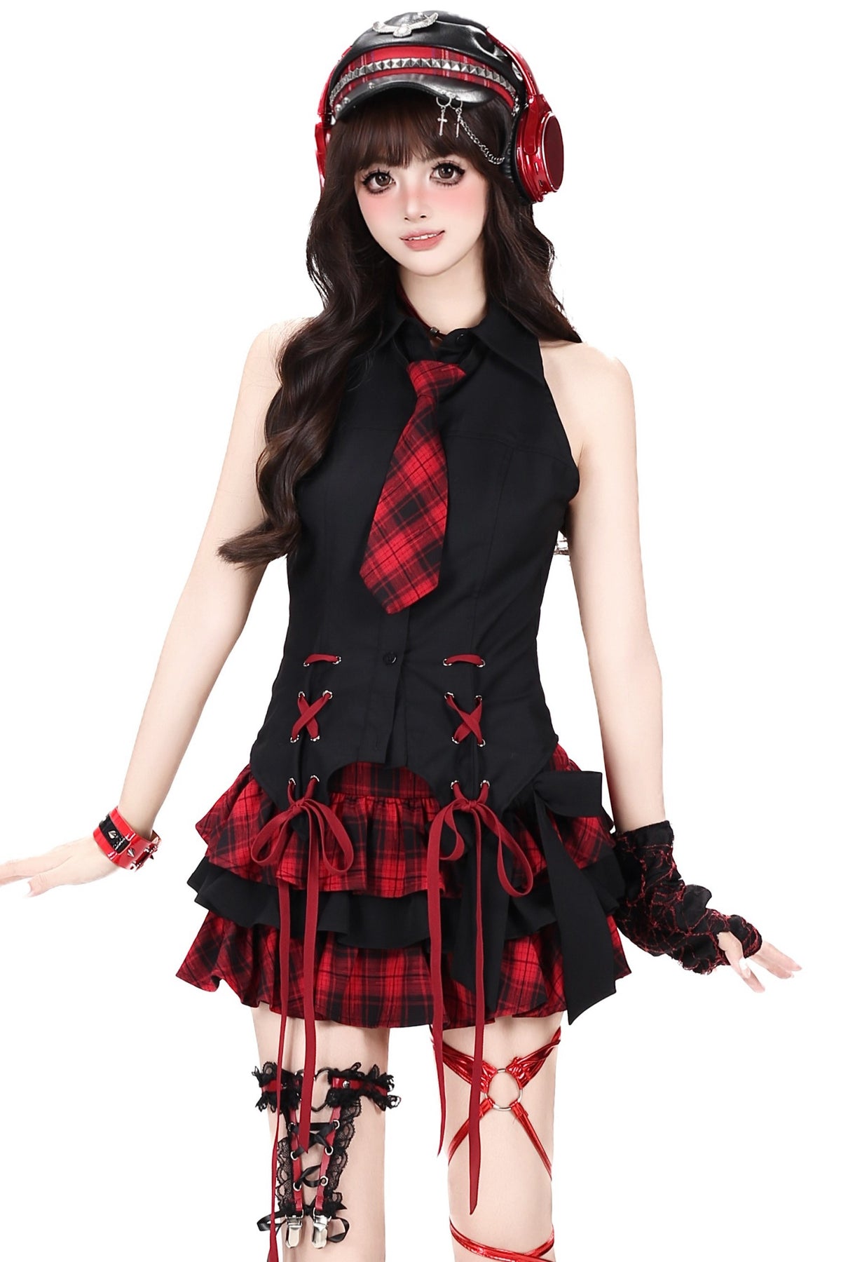 Cool Loose Long-Sleeved Blouse With Jacket and Skirt Set-Up